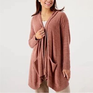NWT Barefoot Dreams Cozychic Lite Seashore hooded cardigan sweater S